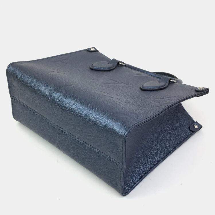 Pre Owned Louis Vuitton Blue Giant Monogram Empreinte Leather OnTheGo PM Tote Bag