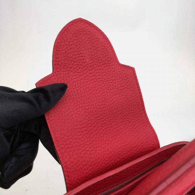 Pre Owned Louis Vuitton Red Leather Capucines BB Top Handle Bag