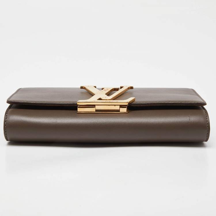 Pre Owned Louis Vuitton Olive Green Leather Chain Louise GM Bag