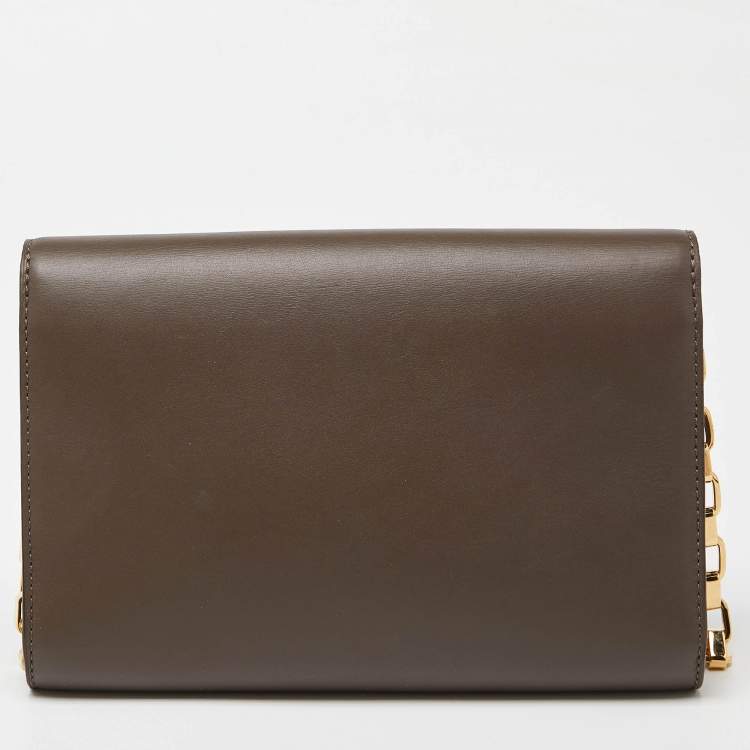 Pre Owned Louis Vuitton Olive Green Leather Chain Louise GM Bag