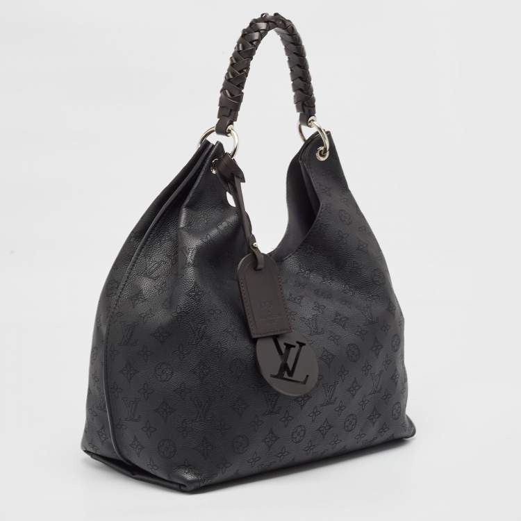 Pre Owned Louis Vuitton Black Monogram Mahina Leather Carmel Hobo