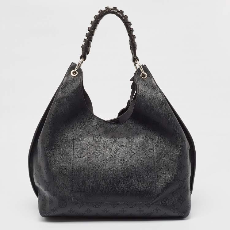 Pre Owned Louis Vuitton Black Monogram Mahina Leather Carmel Hobo
