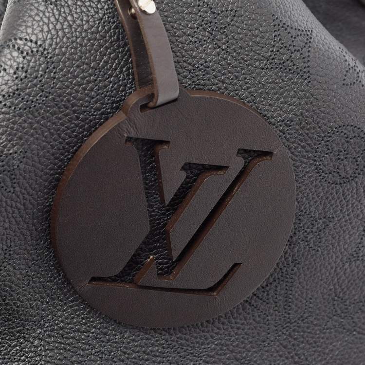Pre Owned Louis Vuitton Black Monogram Mahina Leather Carmel Hobo