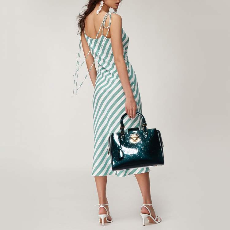 Pre Owned Louis Vuitton Bleu Nuit Monogram Vernis Melrose Avenue Bag