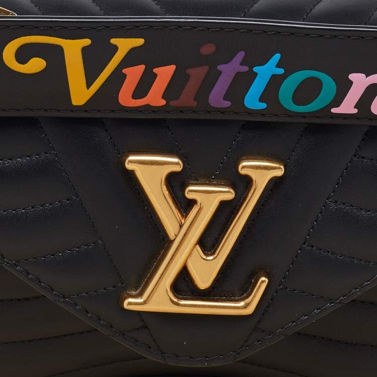 Pre Owned Louis Vuitton Black Leather New Wave Chain PM Bag