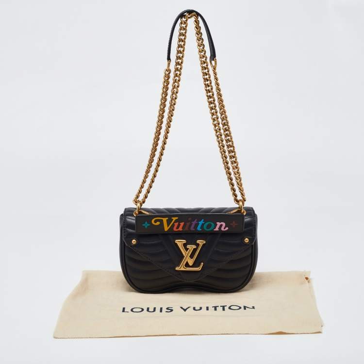 Pre Owned Louis Vuitton Black Leather New Wave Chain PM Bag