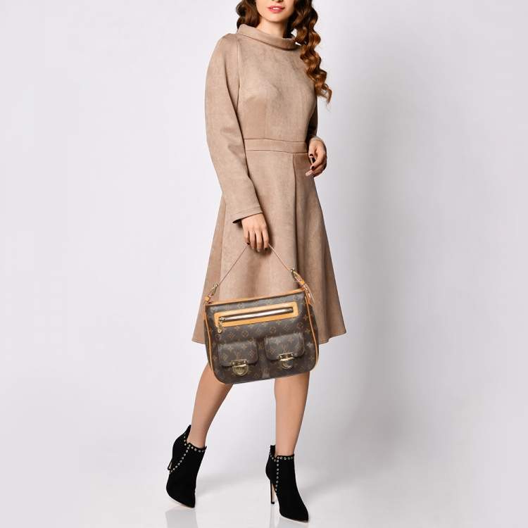 Pre Owned Louis Vuitton Brown Monogram Canvas Hudson GM Bag