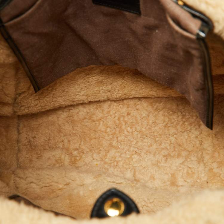 Pre Owned Louis Vuitton Monogram Limited Edition Shearling Sac Thunder Bag