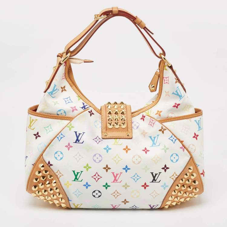Pre Owned Louis Vuiton White Monogram Multicolore Canvas Chrissie MM Bag