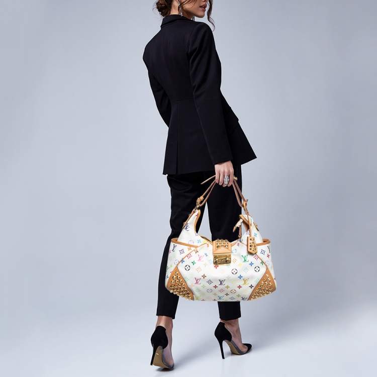 Pre Owned Louis Vuiton White Monogram Multicolore Canvas Chrissie MM Bag