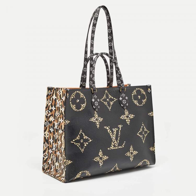 Pre Owned Louis Vuitton Black Monogram Giant Jungle Canvas Onthego GM Bag