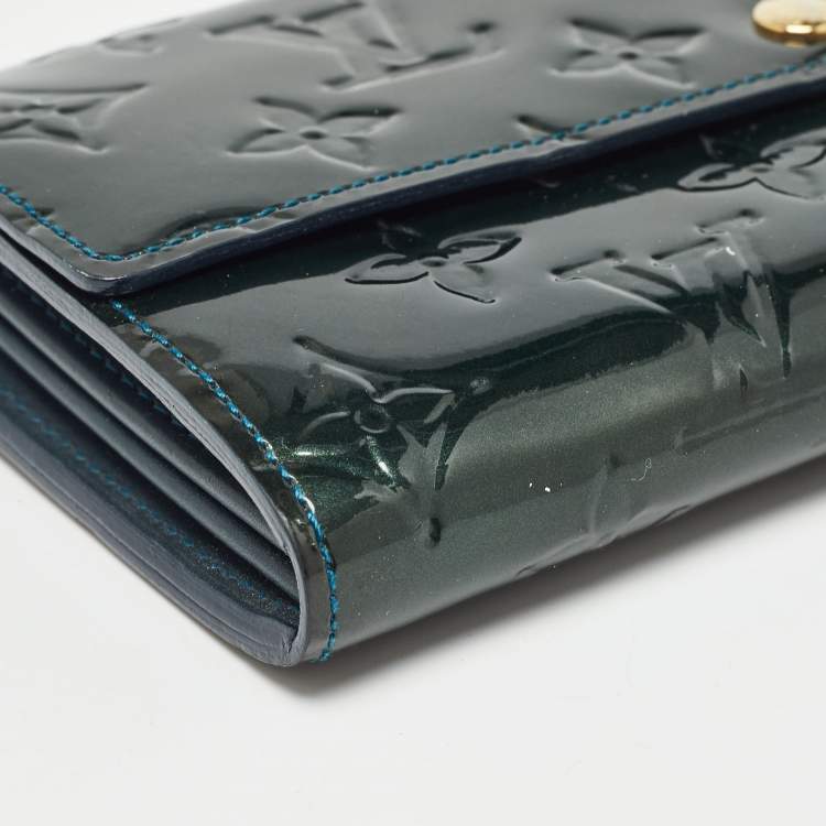 Pre Owned Louis Vuitton Bleu Nuit Monogram Vernis Sarah Wallet