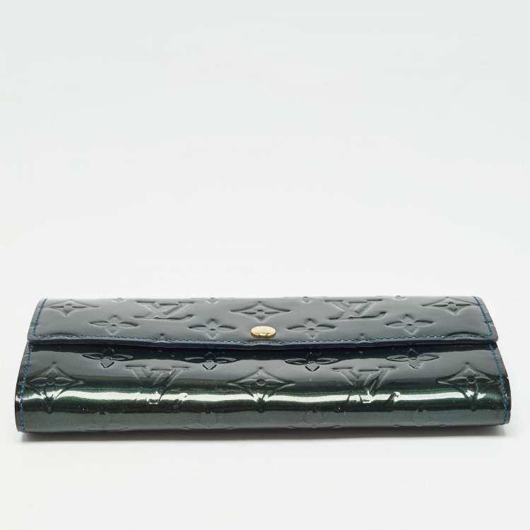 Pre Owned Louis Vuitton Bleu Nuit Monogram Vernis Sarah Wallet