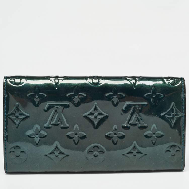 Pre Owned Louis Vuitton Bleu Nuit Monogram Vernis Sarah Wallet