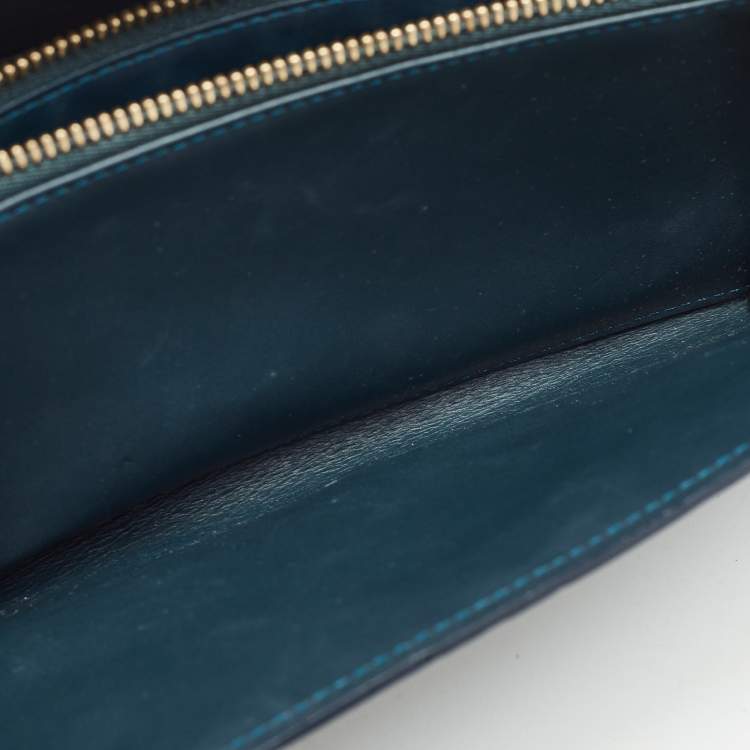 Pre Owned Louis Vuitton Bleu Nuit Monogram Vernis Sarah Wallet