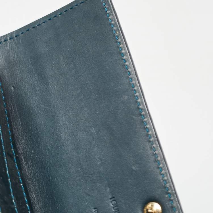 Pre Owned Louis Vuitton Bleu Nuit Monogram Vernis Sarah Wallet