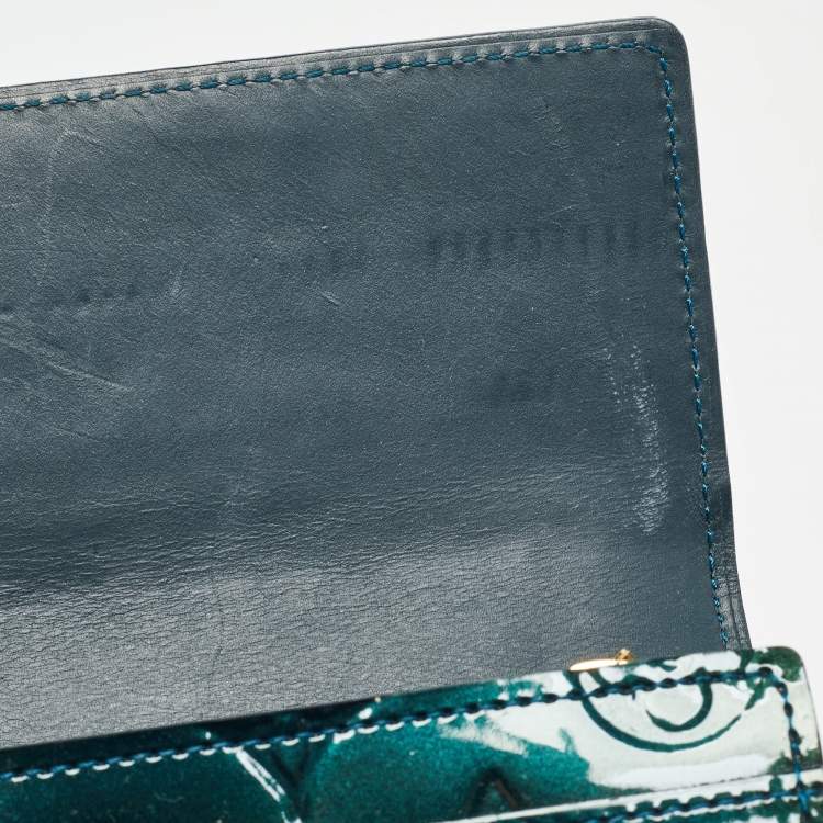 Pre Owned Louis Vuitton Bleu Nuit Monogram Vernis Sarah Wallet