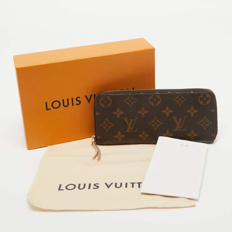 Pre Owned Louis Vuitton Rose Ballerine Monogram Canvas Clémence Wallet