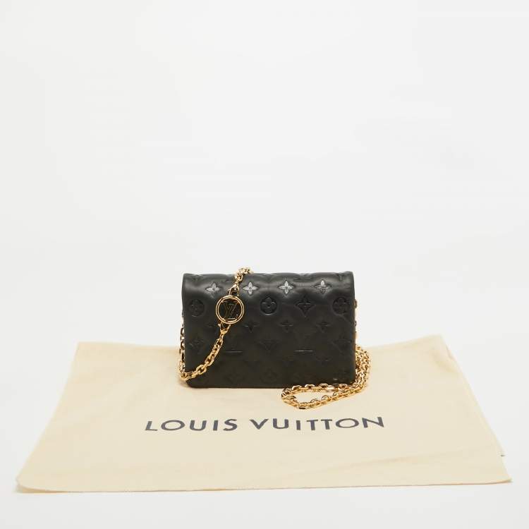 Pre Owned Louis Vuitton Black Monogram Leather Coussin Pochette Bag