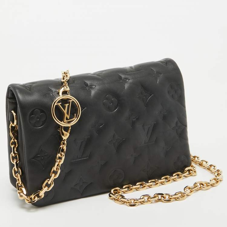 Pre Owned Louis Vuitton Black Monogram Leather Coussin Pochette Bag