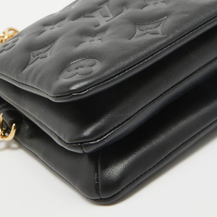 Pre Owned Louis Vuitton Black Monogram Leather Coussin Pochette Bag