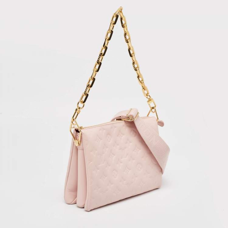 Pre Owned Louis Vuitton Soft Rose Pink Monogram Embossed Leather Coussin PM Bag