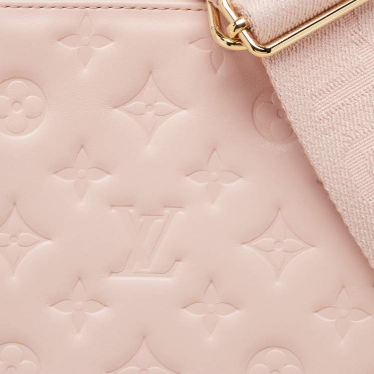 Pre Owned Louis Vuitton Soft Rose Pink Monogram Embossed Leather Coussin PM Bag