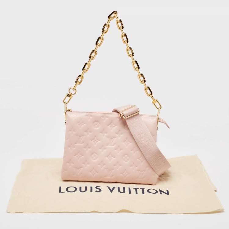 Pre Owned Louis Vuitton Soft Rose Pink Monogram Embossed Leather Coussin PM Bag