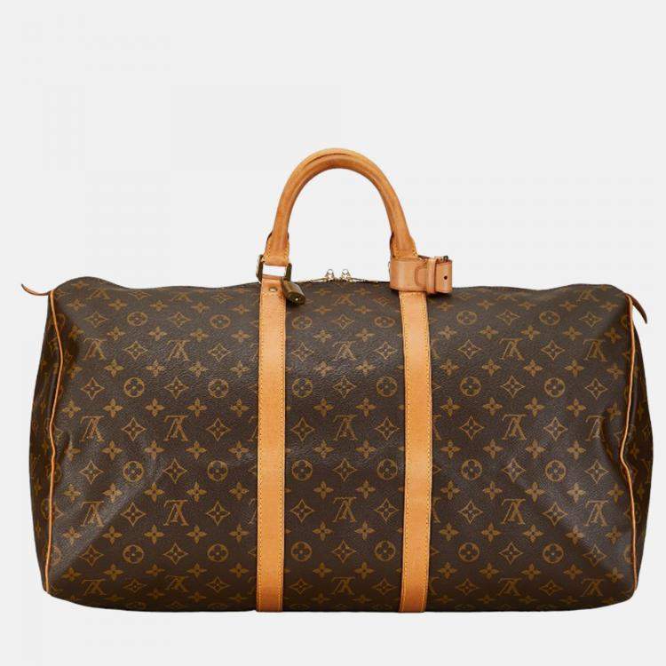 Pre Owned Louis Vuitton Brown Monogram Canvas Keepall 55 Bag