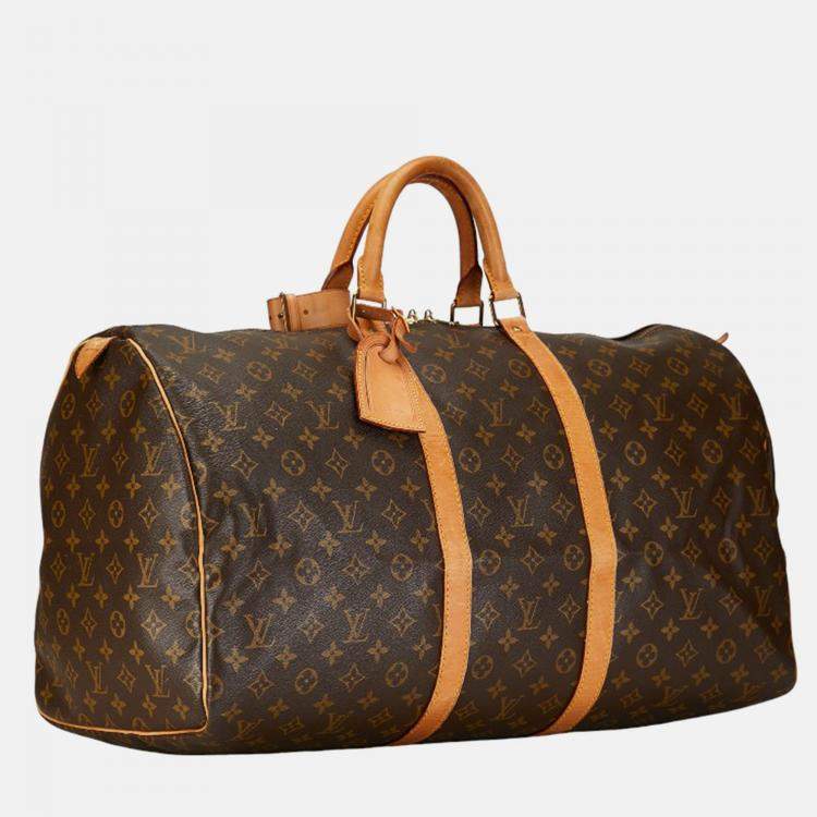 Pre Owned Louis Vuitton Brown Monogram Canvas Keepall 55 Bag