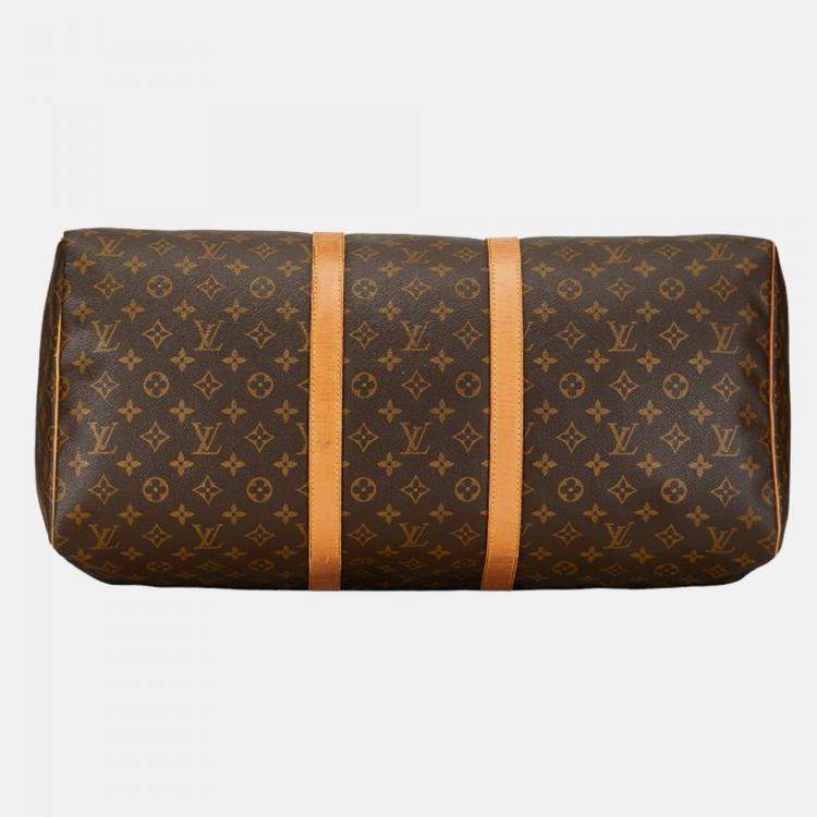 Pre Owned Louis Vuitton Brown Monogram Canvas Keepall 55 Bag