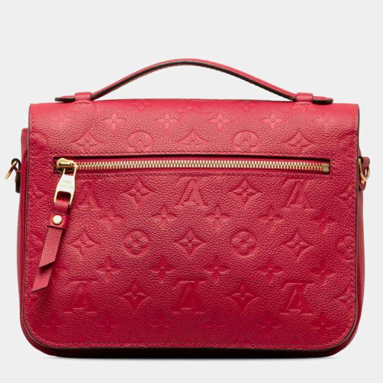 Pre Owned Louis Vuitton Red Monogram Empreinte Pochette Metis Shoulder Bag