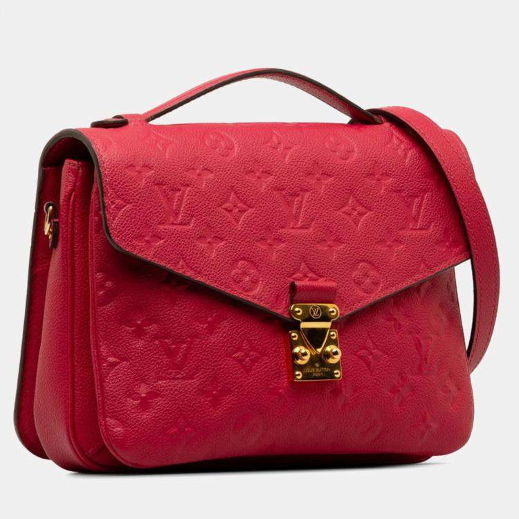 Pre Owned Louis Vuitton Red Monogram Empreinte Pochette Metis Shoulder Bag