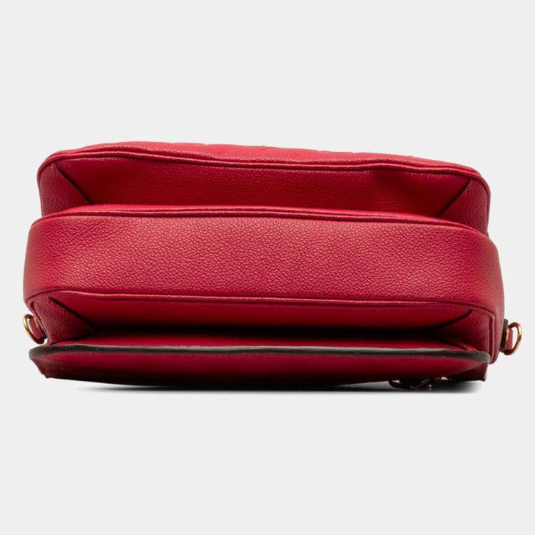 Pre Owned Louis Vuitton Red Monogram Empreinte Pochette Metis Shoulder Bag