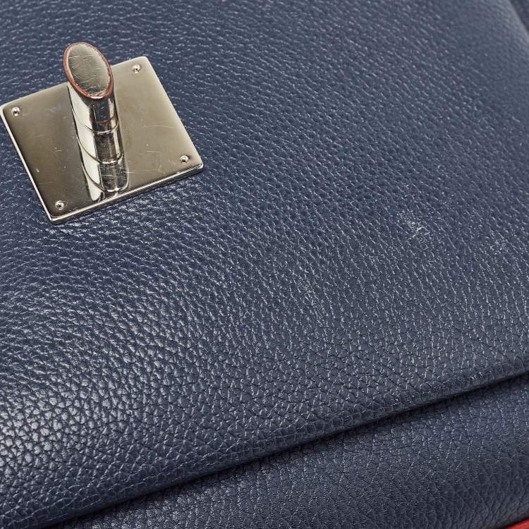 Pre Owned Louis Vuitton Navy Blue Leather Mylockme Chain Bag