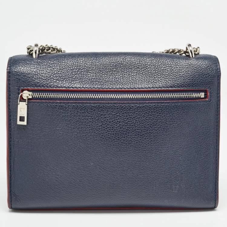 Pre Owned Louis Vuitton Navy Blue Leather Mylockme Chain Bag