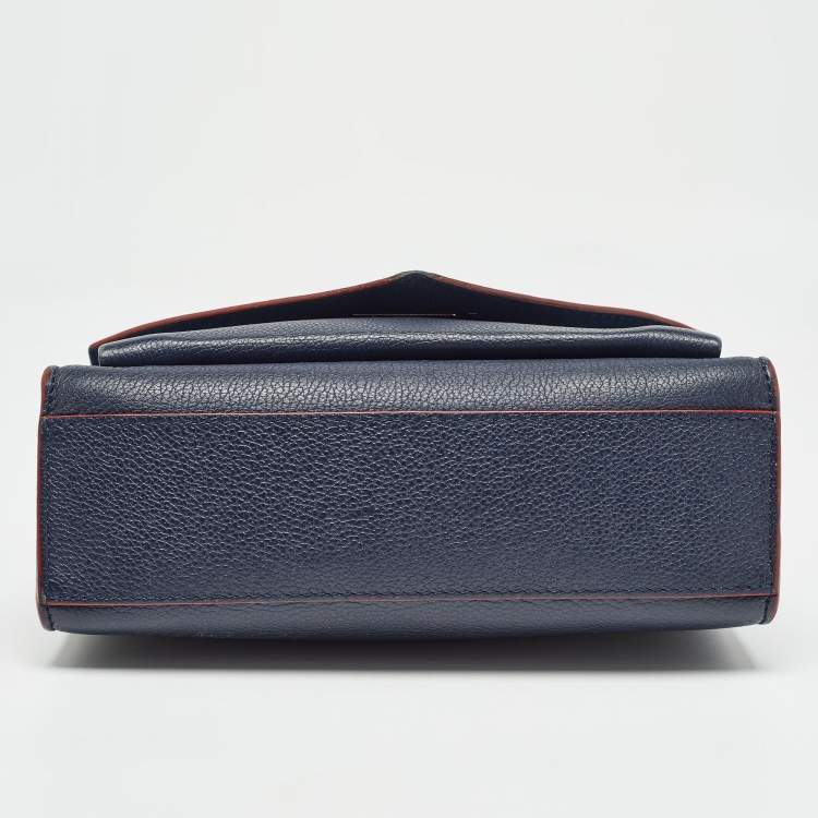 Pre Owned Louis Vuitton Navy Blue Leather Mylockme Chain Bag