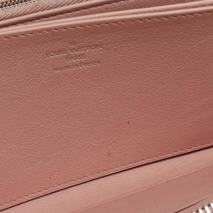Pre Owned Louis Vuitton Rose Jasmin Mahina Monogram Leather Zippy Wallet