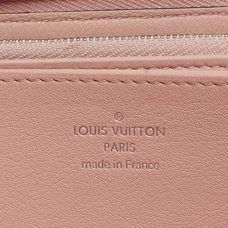 Pre Owned Louis Vuitton Rose Jasmin Mahina Monogram Leather Zippy Wallet