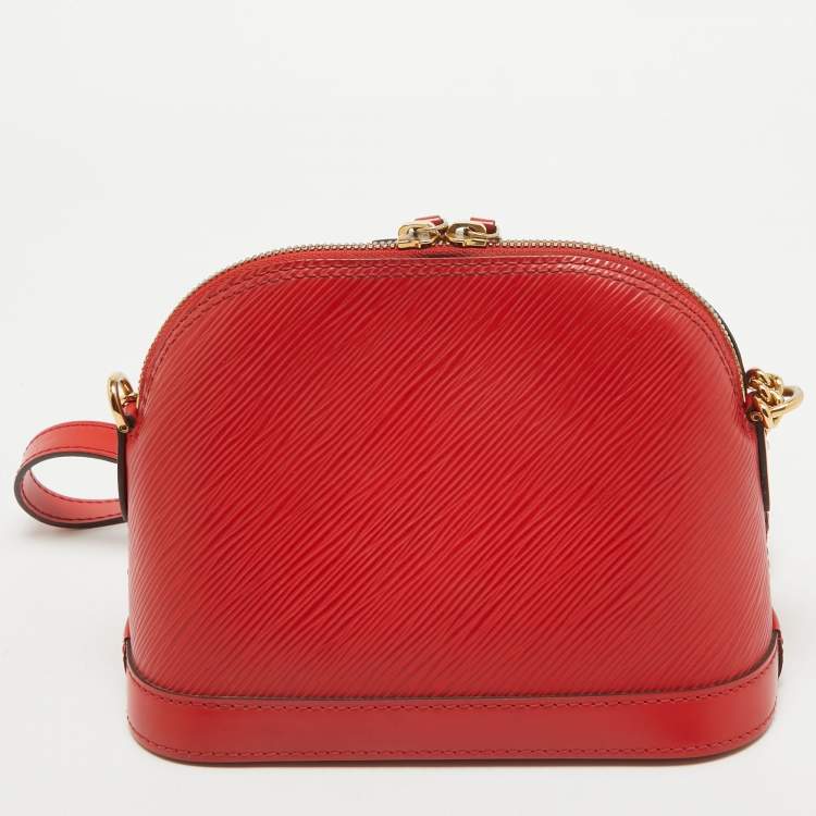 Pre Owned Louis Vuitton Red Epi Leather Mini Alma Bag