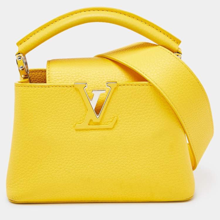 Pre Owned Louis Vuitton Citron Taurillon Leather Capucines Mini Bag