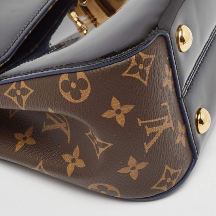 Pre Owned Louis Vuitton Black Vernis Leather and Monogram Canvas Cherrywood PM Bag