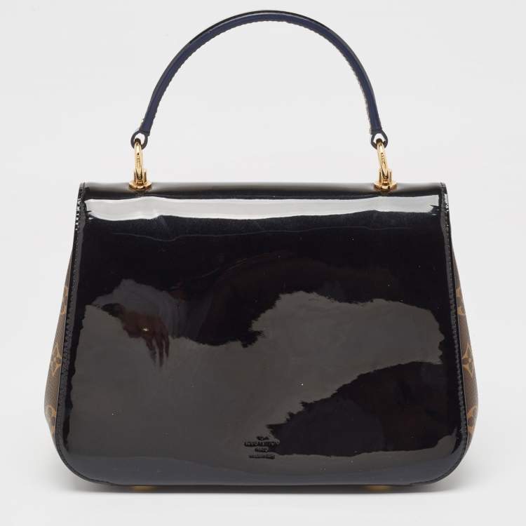 Pre Owned Louis Vuitton Black Vernis Leather and Monogram Canvas Cherrywood PM Bag