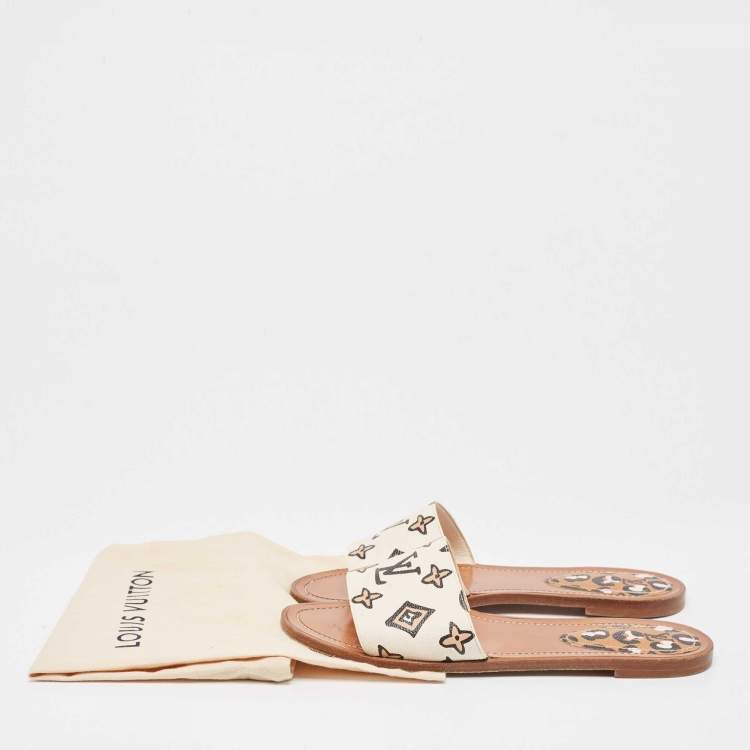 Pre Owned Louis Vuitton Beige/Brown Canvas Lock It  Sandals Size 40