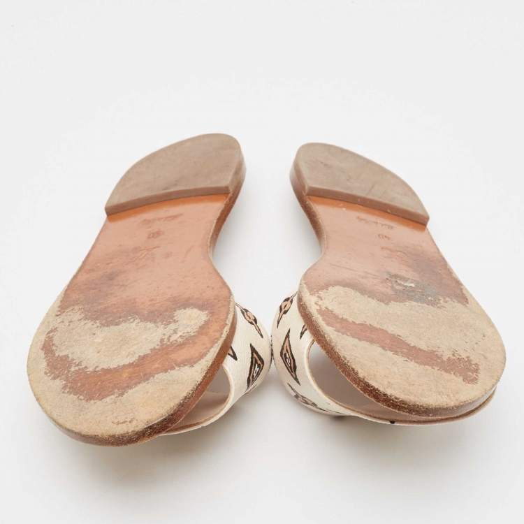 Pre Owned Louis Vuitton Beige/Brown Canvas Lock It  Sandals Size 40