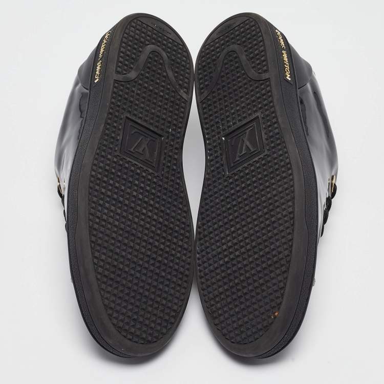 Pre Owned Louis Vuitton Black Patent Leather Frontrow Sneakers Size 37.5