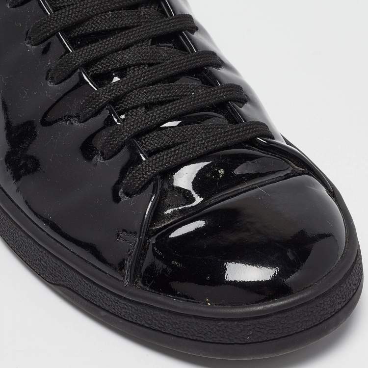 Pre Owned Louis Vuitton Black Patent Leather Frontrow Sneakers Size 37.5