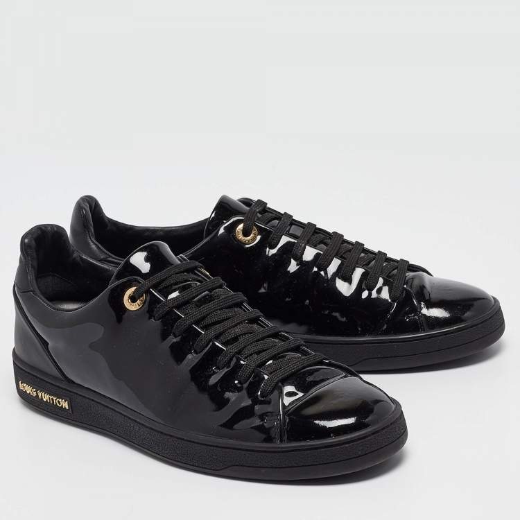 Pre Owned Louis Vuitton Black Patent Leather Frontrow Sneakers Size 37.5