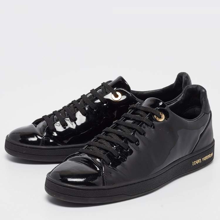 Pre Owned Louis Vuitton Black Patent Leather Frontrow Sneakers Size 37.5