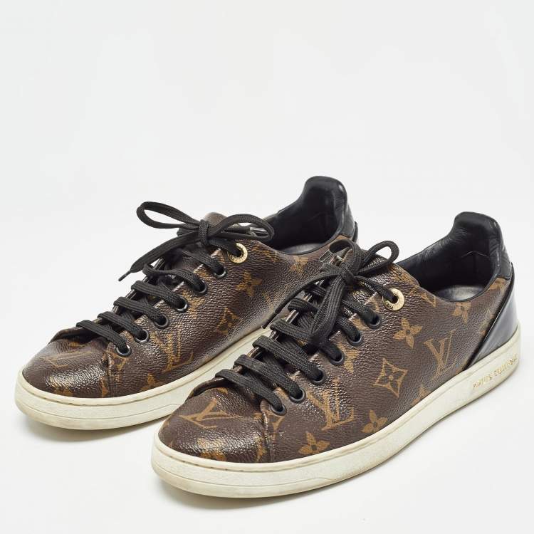 Pre Owned Louis Vuitton Brown Monogram Coated Canvas Frontrow Low Top Sneakers Size 38